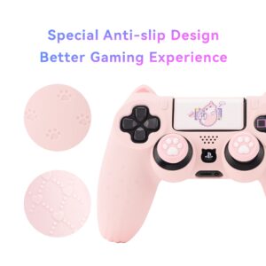 GeekShare Cat Paw PS4 Controller Skin Anti-Slip Silicone Skin Protective Cover Case for Playstation 4 DualSense Wireless Controller - Pink