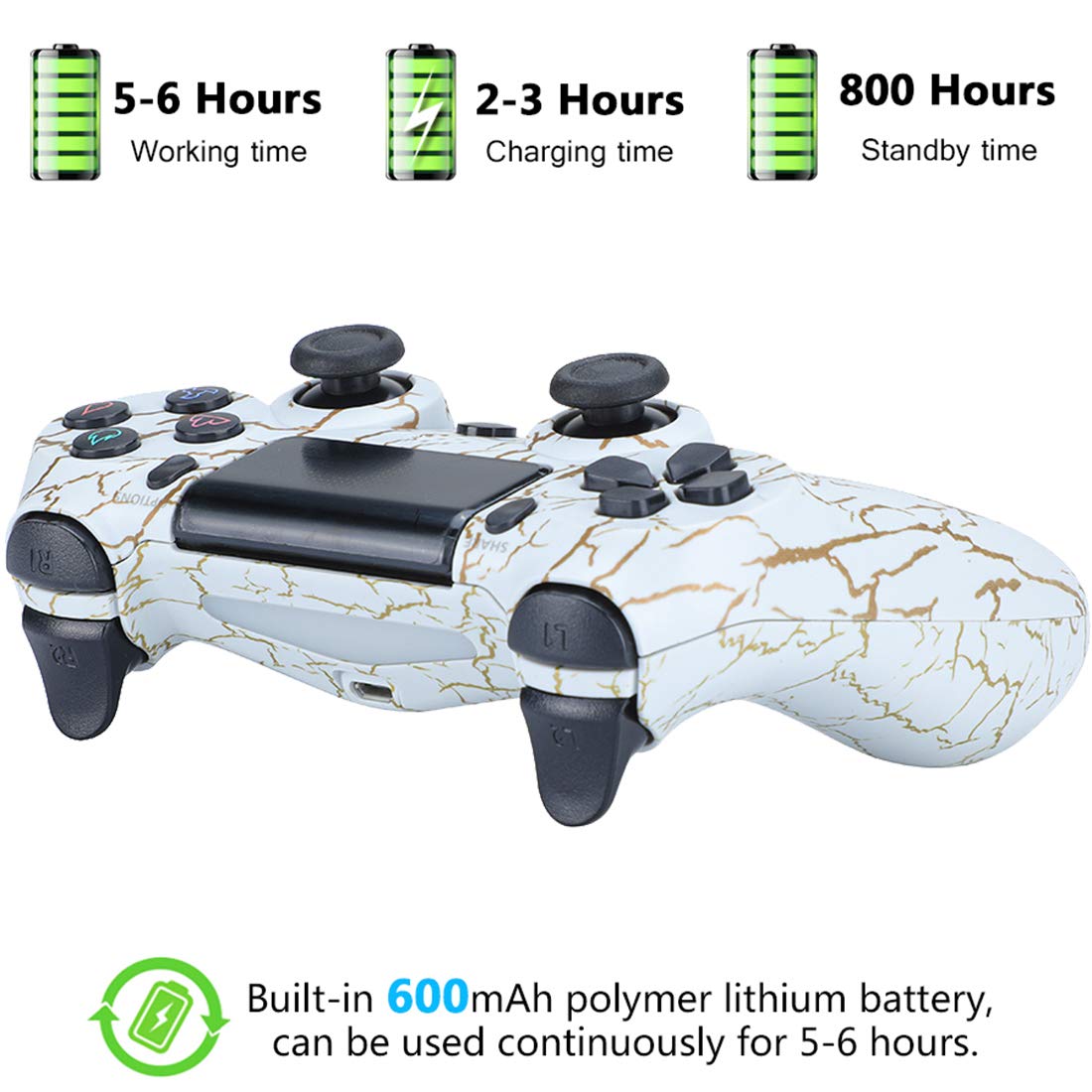 Controller for PS4 , Wireless Controller Compatible with PS4/PS4 Pro/PS4 Slim/PC with Touch Panel/Audio Function/6-Axies Sensor/Dual Vibration,600mAh Battery