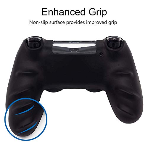 Skin for PS4 Controller, BRHE Anti-Slip Grip Silicone Cover Protector Case Compatible with PS4 Slim/PS4 Pro Wireless/Wired Gamepad Controller with 2 Dragon Carving Thumb Grip Caps