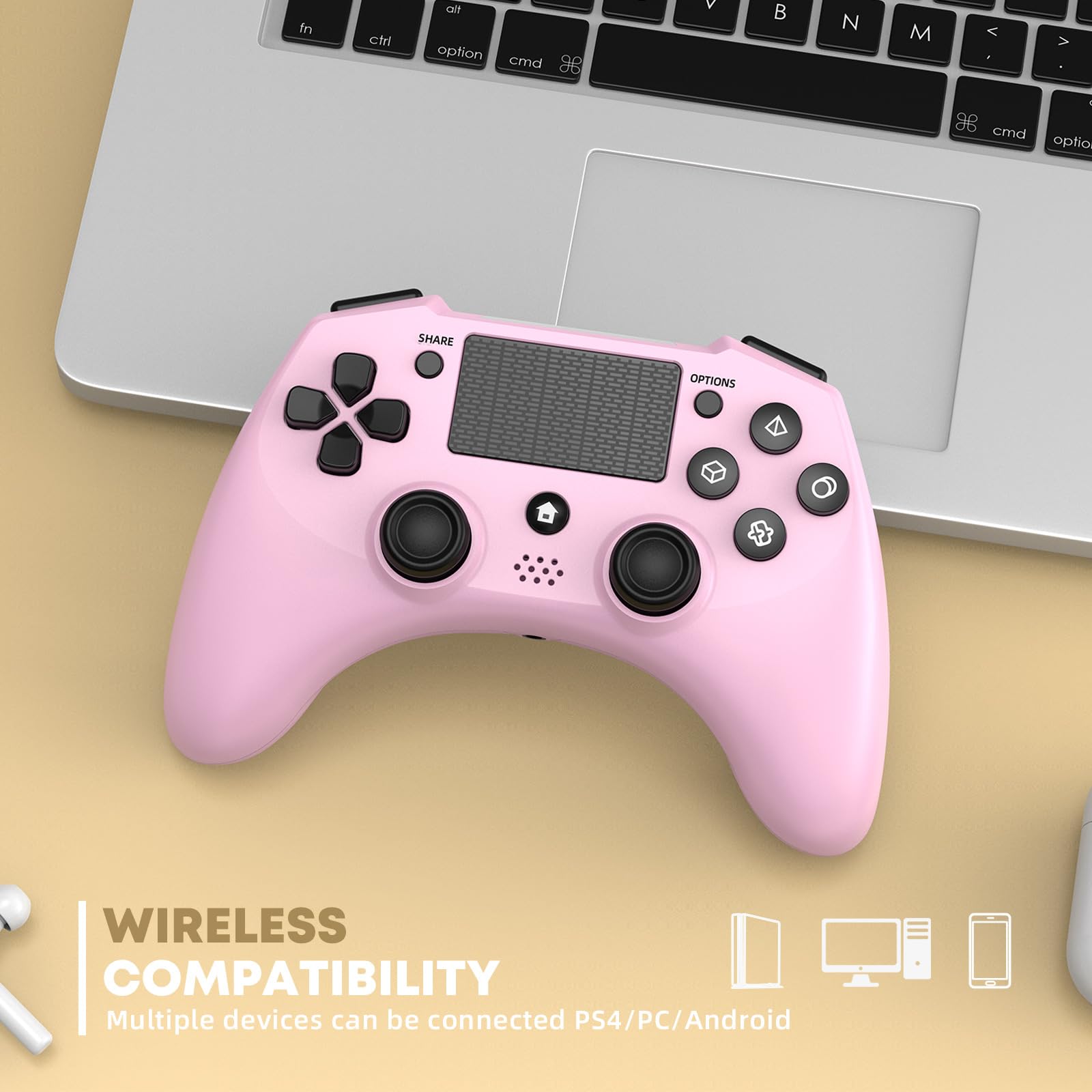 DYONDER Wireless Controller Compatible with PS4/Slim/Pro/PC with 6-Axis Motion Sensor, PS4 Controller for Kids and Adults(PINK)