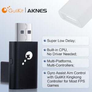 AKNES Bluetooth Controller Adapter, Gulikit Goku Adapter for Xbox Series X|S/Xbox One Controller(Bluetooth Ver.) PS4&PS5 / Switch Pro Controller, Play on Xbox One/Series X|S/PS4/Switch/PC/iOS