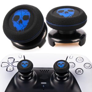 playrealm fps thumbstick extender & printing rubber silicone grip cover 2 sets for ps5 dualsenese & ps4 controller (ghost blued)