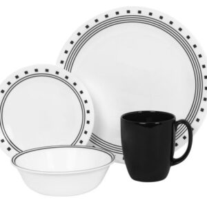 WORLD KITCHEN Corelle 16 Piece Livingware City Block Set, Black