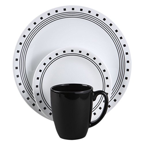 WORLD KITCHEN Corelle 16 Piece Livingware City Block Set, Black