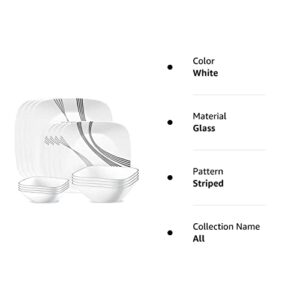 Corelle Urban Arc 16pc, Service for 4, Dinnerware Set, 8 Plates Bowls, Chip & Break Resistant, Dinner and Corelleware White