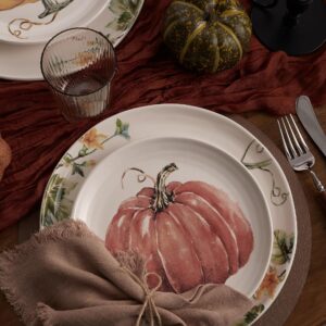 Bico Pumpkin Feast 11 inch Dinner Plates, Set of 4, for Pasta, Salad, Maincourse, Microwave & Dishwasher Safe