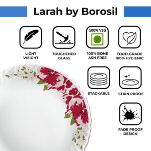 Borosil Gourmet Dinnerware Set For 6, 19 Pieces, White Dinner Plates and Bowls Sets, Chip Resistant Tempered Opal Glass, Stain Resistant, Dishwasher & Microwave Safe Dinner Set For Gifting, Serves 6