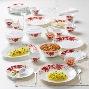 Borosil Gourmet Dinnerware Set For 6, 19 Pieces, White Dinner Plates and Bowls Sets, Chip Resistant Tempered Opal Glass, Stain Resistant, Dishwasher & Microwave Safe Dinner Set For Gifting, Serves 6