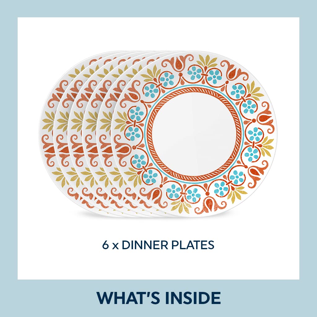 Corelle Global Collection Vitrelle 12-Piece Dinnerware Set, Triple Layer Recycled Glass, Terracotta Dreams & Global Collection Vitrelle Dinner Plates Set, Triple Layer Recycled Glass