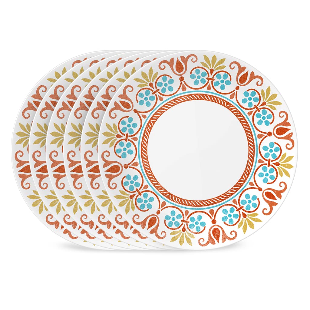 Corelle Global Collection Vitrelle 12-Piece Dinnerware Set, Triple Layer Recycled Glass, Terracotta Dreams & Global Collection Vitrelle Dinner Plates Set, Triple Layer Recycled Glass