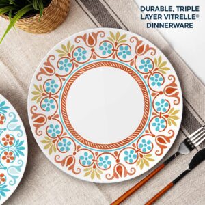 Corelle Global Collection Vitrelle 12-Piece Dinnerware Set, Triple Layer Recycled Glass, Terracotta Dreams & Global Collection Vitrelle Dinner Plates Set, Triple Layer Recycled Glass