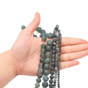 YU 1Strand 4-12mm Natural Matte Aquatic Green Stone Dull Polish Round Loose Spacer Beads for Jewelry Makings Supplies T311 (Color : Aquatic Agate, Item Diameter : 12mm X 32Pcs)