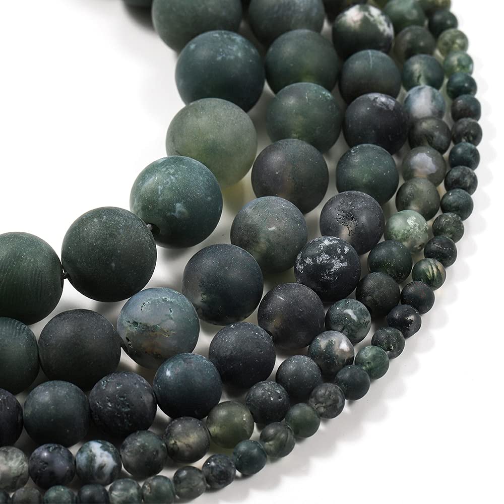 YU 1Strand 4-12mm Natural Matte Aquatic Green Stone Dull Polish Round Loose Spacer Beads for Jewelry Makings Supplies T311 (Color : Aquatic Agate, Item Diameter : 12mm X 32Pcs)