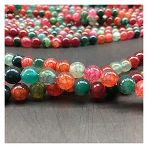 nhbt yu 1 strand 4 6 8 10 12mm natural stone beads vintage colorful cracked agates charms strand accessories findings for jewelry making t725 (item diameter : 6mm 63pcs)