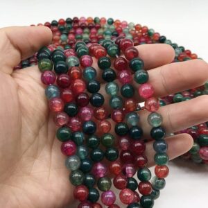 NHBT YU 1 Strand 4 6 8 10 12mm Natural Stone Beads Vintage Colorful Cracked Agates Charms Strand Accessories Findings for Jewelry Making T725 (Item Diameter : 6mm 63pcs)