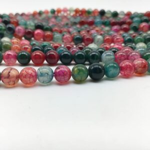 NHBT YU 1 Strand 4 6 8 10 12mm Natural Stone Beads Vintage Colorful Cracked Agates Charms Strand Accessories Findings for Jewelry Making T725 (Item Diameter : 6mm 63pcs)