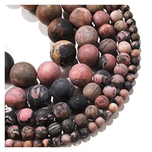 yu 1strand 4/6/8/10/12mm dull polish matte black lace rhodonite stone round loose spacer bead for bracelet jewelry makings supplies t314 (color : snowflake obsidian, item diameter : 12mm)