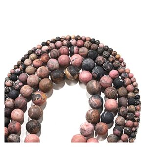 YU 1strand 4/6/8/10/12mm Dull Polish Matte Black Lace Rhodonite Stone Round Loose Spacer Bead for Bracelet Jewelry Makings Supplies T314 (Color : Snowflake Obsidian, Item Diameter : 12mm)