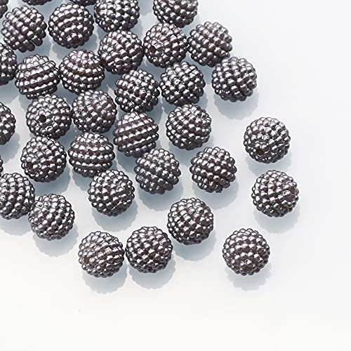 NHBT YU 10mm Mixed Color Bayberry Acrylic Beads Round Imitation Pearl Beads for Jewelry Making Handmade DIY Bracelet Necklace T87 (Color : Gy, Item Diameter : 100Pcs)