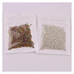 NHBT YU 720pcs Gold Silver Black Glass Seed Beads Plating DIY Seedbeads for Kids Women Garments Wedding Dress Sewing Accessories T725 (Color : Black, Size : 2mm 720Pcs)