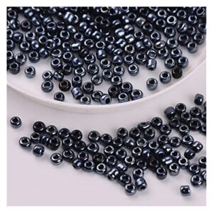 NHBT YU 720pcs Gold Silver Black Glass Seed Beads Plating DIY Seedbeads for Kids Women Garments Wedding Dress Sewing Accessories T725 (Color : Black, Size : 2mm 720Pcs)