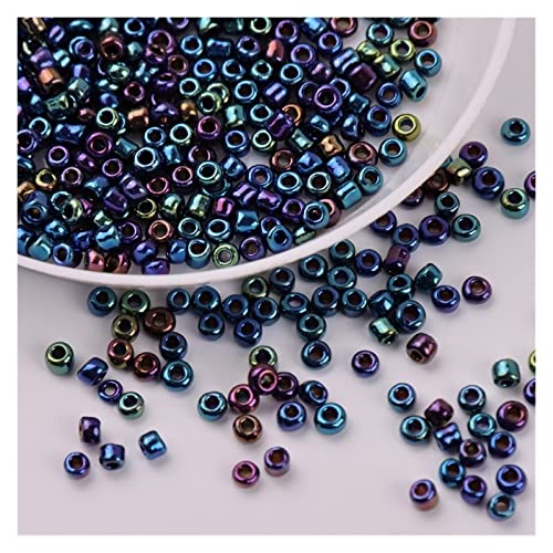 NHBT YU 720pcs Gold Silver Black Glass Seed Beads Plating DIY Seedbeads for Kids Women Garments Wedding Dress Sewing Accessories T725 (Color : Black, Size : 2mm 720Pcs)