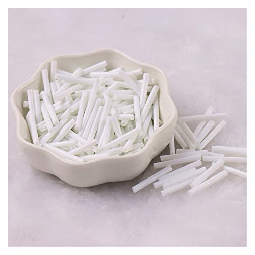 NHBT YU 2.5x20mm Long Tube Bugle Beads Czech Glass Beads for Jewelry Making DIY Seedbeads Manual Necklace Bracelets Garment Accessories T725 (Color : ML612 Solid White, Size : 2.5x20mm)