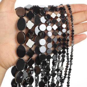 NHBT YU 3 Styles Black Hematite Beads Natural Stone Beads Round Loose Beads for Jewelry Making DIY Bracelet Accessories Beads T87 (Color : 10mm About 43 pcs)