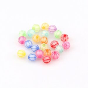 NHBT YU 100pcs Mixed Color Frosted Acrylic Beads 8mm Round Loose Watermelon Spacer Beads for Jewelry Making DIY Necklace Bracelet T725