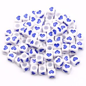 nhbt yu 6mm mixed blue heart acrylic beads alphabet square cube spacer loose beads for jewelry making diy handmade bracelet necklace t719 (item diameter : 500pcs)