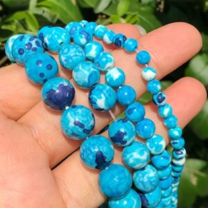 SASHUN YU Natural Stone Blue Colorful Rain Jaspers Stone Round Loose Beads Needlework for Jewelry Making DIY Bracelet 4/6/8/10/12mm 15Inch T309 (Item Diameter : 12mm 28-30pcs)