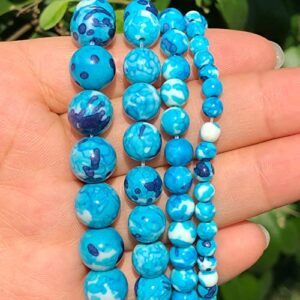 SASHUN YU Natural Stone Blue Colorful Rain Jaspers Stone Round Loose Beads Needlework for Jewelry Making DIY Bracelet 4/6/8/10/12mm 15Inch T309 (Item Diameter : 12mm 28-30pcs)