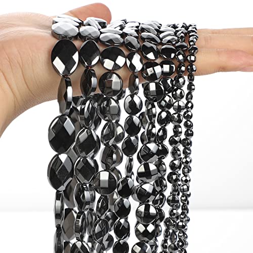 NHBT YU 2Styles Natural Stone Beads Faceted Black Hematite Beads Loose for Jewelry Making DIY Bracelet Accessories T87 (Color : 6mm About 69 pcs)