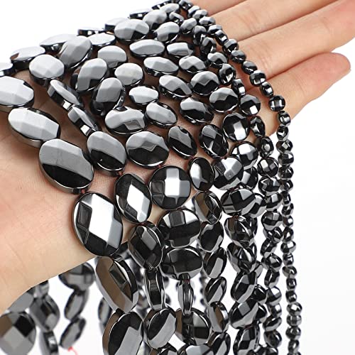 NHBT YU 2Styles Natural Stone Beads Faceted Black Hematite Beads Loose for Jewelry Making DIY Bracelet Accessories T87 (Color : 6mm About 69 pcs)