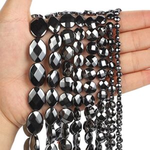 NHBT YU 2Styles Natural Stone Beads Faceted Black Hematite Beads Loose for Jewelry Making DIY Bracelet Accessories T87 (Color : 6mm About 69 pcs)