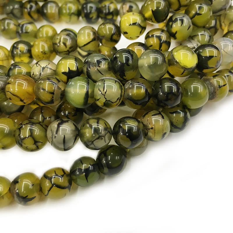 NHBT YU 1 Strand Yellow Gragon Pattern Agates Natural Stone Spacer Beads 4-12mm Loose Charm Bead for DIY Jewelry Making Manual Material T719 (Item Diameter : 10mm 38pcs)