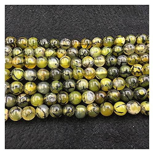 NHBT YU 1 Strand Yellow Gragon Pattern Agates Natural Stone Spacer Beads 4-12mm Loose Charm Bead for DIY Jewelry Making Manual Material T719 (Item Diameter : 10mm 38pcs)