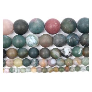 NHBT YU Natural Stone Beads Frosted Indian Agate Round Loose Beads for Jewelry Making Needlework Bracelet DIY 4-12 MM T87 (Color : H7460, Item Diameter : 6mm About 63 pcs)