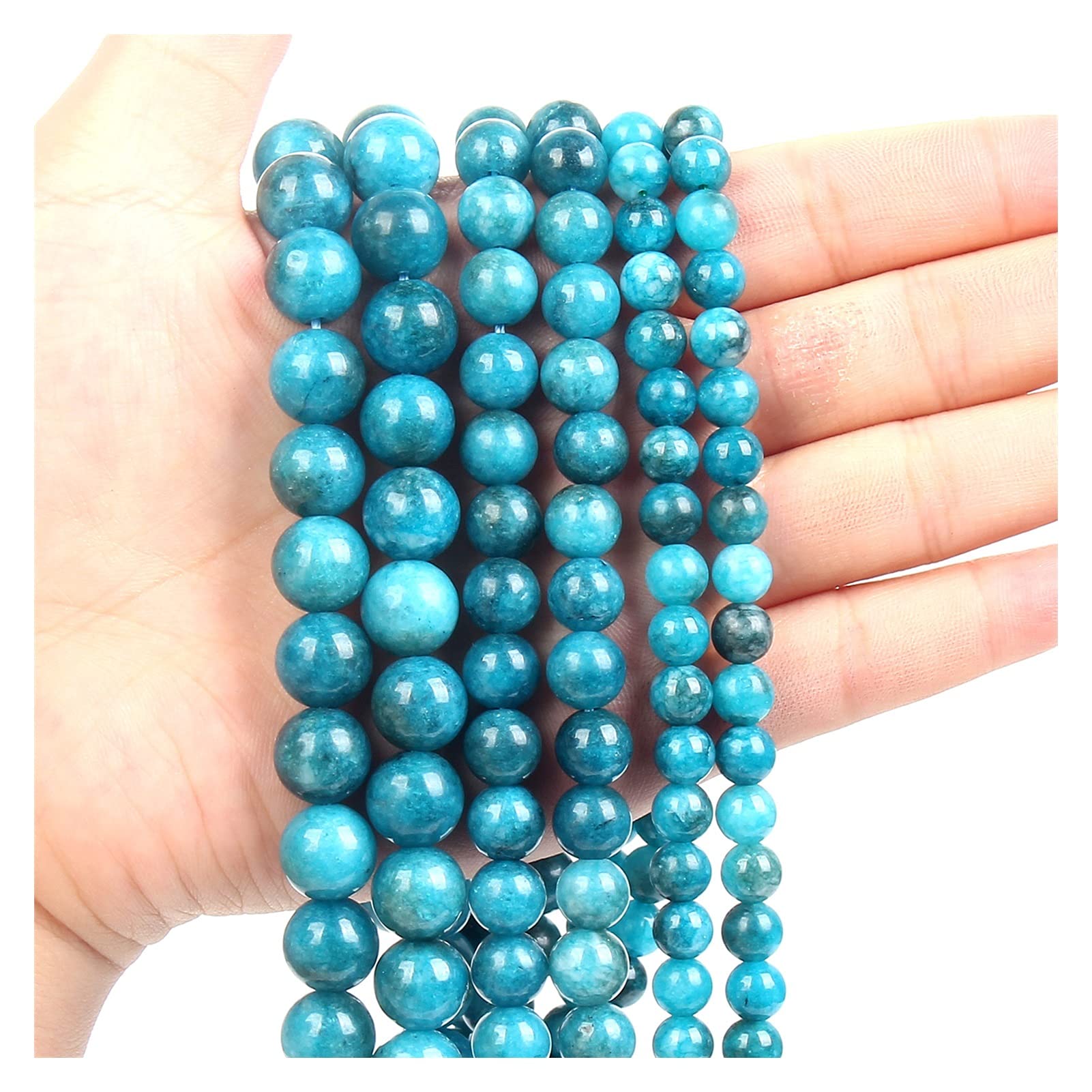 NHBT YU 6/8/10mm Natural Stone Blue Apatite Round Beads Loose Spacer Bead for Jewelry Making DIY Accessories T87 (Color : H8699, Item Diameter : 10mm)