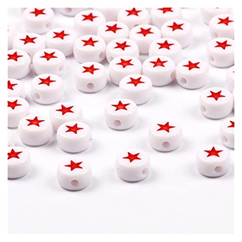 NHBT YU 100Pcs 4 * 7mm Mixed Color Star Acrylic Beads Flat Round Loose Spacer Beads for Jewelry Making Necklace Bracelet DIY Accessories T725 (Color : B05496)