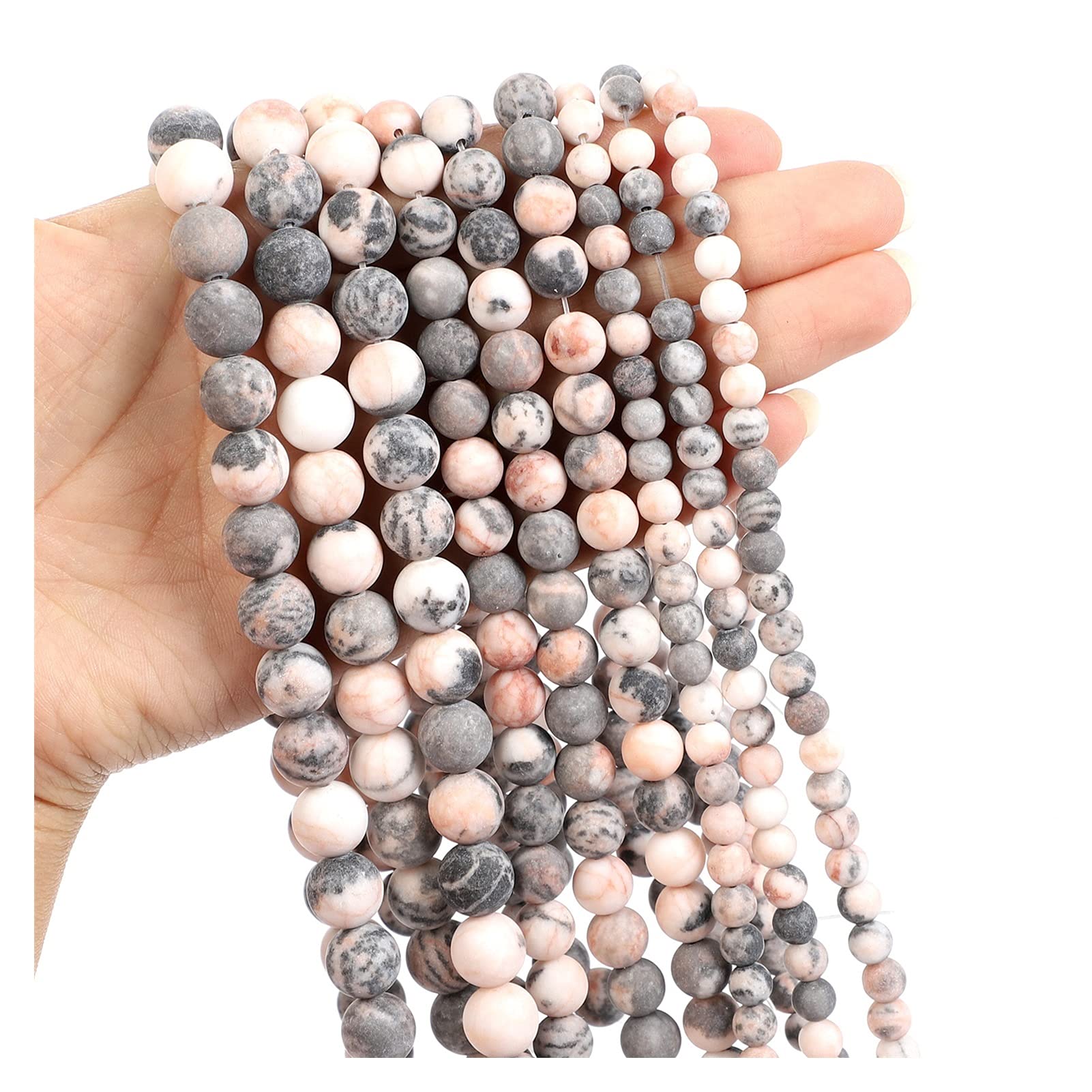 NHBT YU Natural Stone Beads Frosted Pink Agate Loose Beads for Jewelry Making Needlework DIY Bracelet Strand 4-12 MM T87 (Color : H7183, Item Diameter : 12mm About 30 pcs)