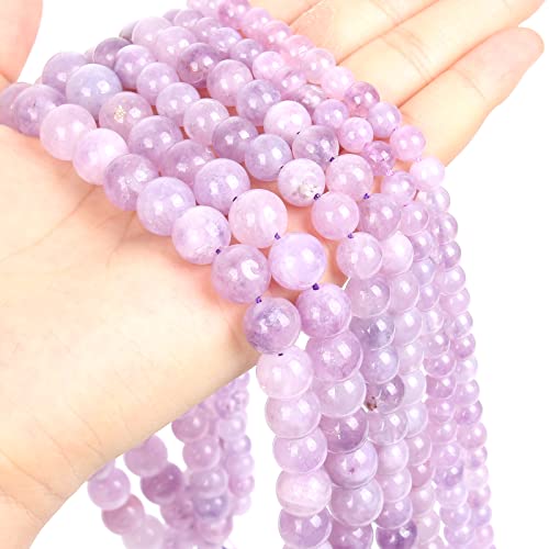 NHBT YU 6/8/10mm Natural Stone Lavender Round Beads Loose Spacer Bead for Jewelry Making DIY Accessories T725 (Color : H8708, Item Diameter : 6mm)