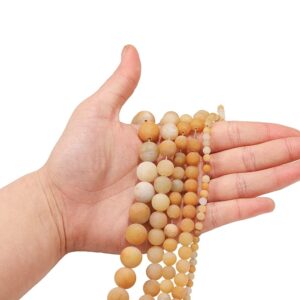 YU 1strand 4/6/8/10/12mm Yellow Matte River Stone Natural Stone Round Loose Spacer Beads for DIY Bracelet Jewelry Makings Supplies T314 (Color : Old Topaz, Item Diameter : 4mm)