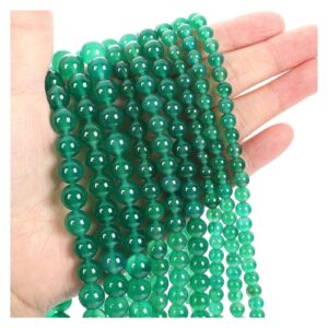 NHBT YU Natural Stone Beads Green Agate Round Loose Beads for Jewelry Making Needlework DIY Bracelets Necklace Strand 4-12 MM T87 (Color : H8164, Item Diameter : 12mm About 30 pcs)