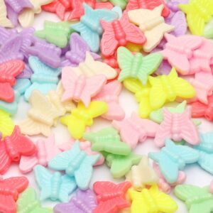 NHBT YU 50pcs 13x16mm Candy Color Butterfly Beads Loose Spacer Charms Acrylic Beads for Jewelry Making Handmade DIY Necklace Bracelet T725