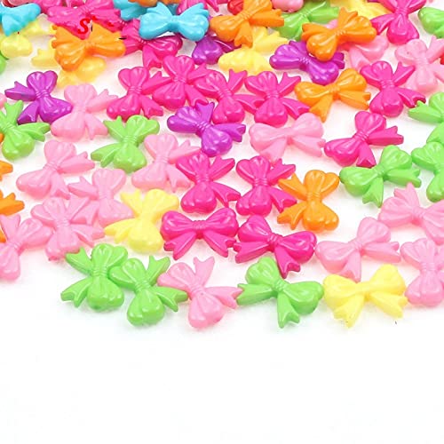 NHBT YU 50pcs 15x18mm Mixed Color Bow-Knot Beads Acrylic Spacer Beads for Jewelry Making Necklace DIY Bracelet T725