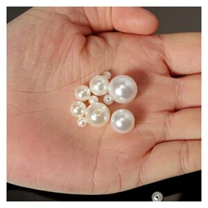 NHBT YU 100pcs 200pcs White Beige Color Imitation Pearl Beads 4/5/6/8/10mm Loose Beads DIY Jewelry Making Handmade Beading Hairpin T87 (Color : White, Item Diameter : 100pcs 12mm)