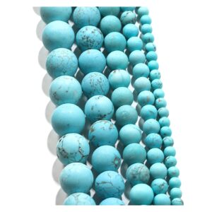 yu 1strand 4/6/8/10/12mm polished blue turquoises stone round loose spacer beads for bracelet jewelry makings supplies t314 (color : turquoises, item diameter : 6mm)