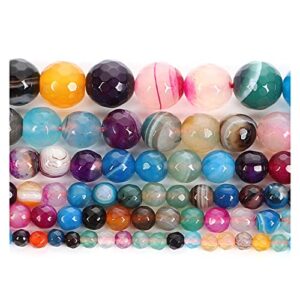 nhbt yu natural stone beads cut surface colorful striped agate loose beads for jewelry making needlework diy bracelet strand 4-12 mm t87 (color : h7226, item diameter : 10mm about 38 pcs)