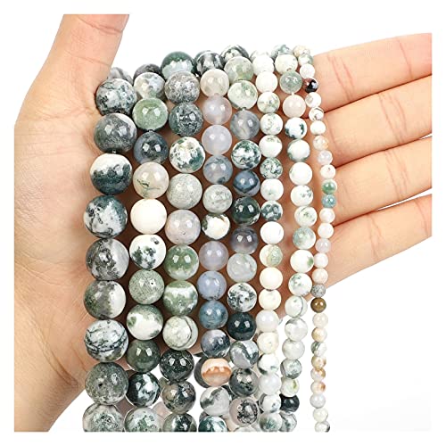 NHBT YU Natural Stone Tree Agate Charm Round Loose Beads for Jewelry Making Needlework Bracelet DIY Strand 4-12MM T87 (Color : H8112, Item Diameter : 12mm About 30 pcs)